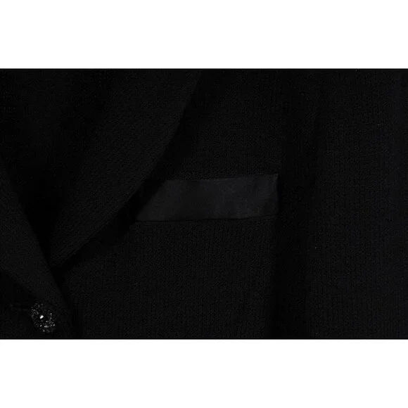 St. John Evening Womens Ribbed Coat US 2 Black Satin Knit Jacket Blazer